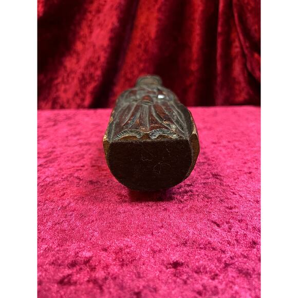 Vintage Oddities - Antique Hand Carved Wood Statue - Cloaked Druid With Staff - Picture 9 of 9